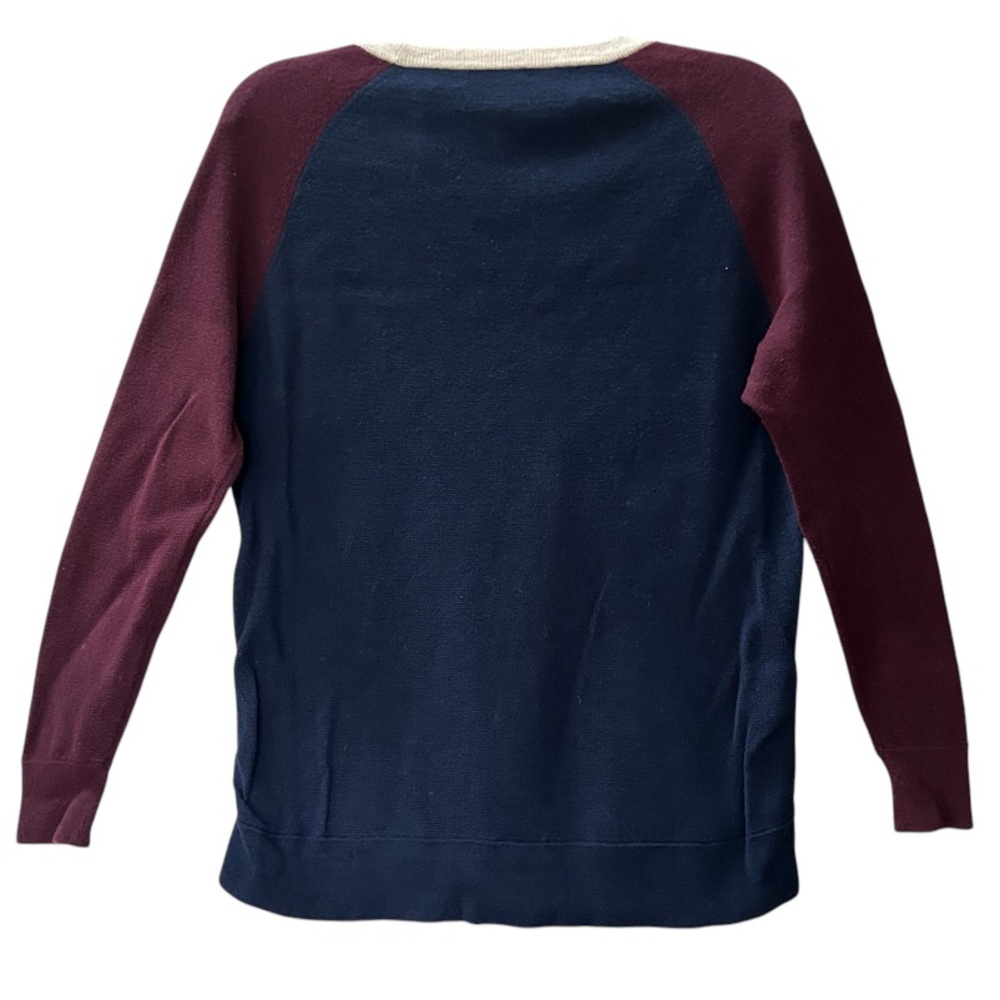 J. Crew Colorblock Crewneck Hi Low Sweater Maroon Tan Navy Size XS - Picture 4 of 10